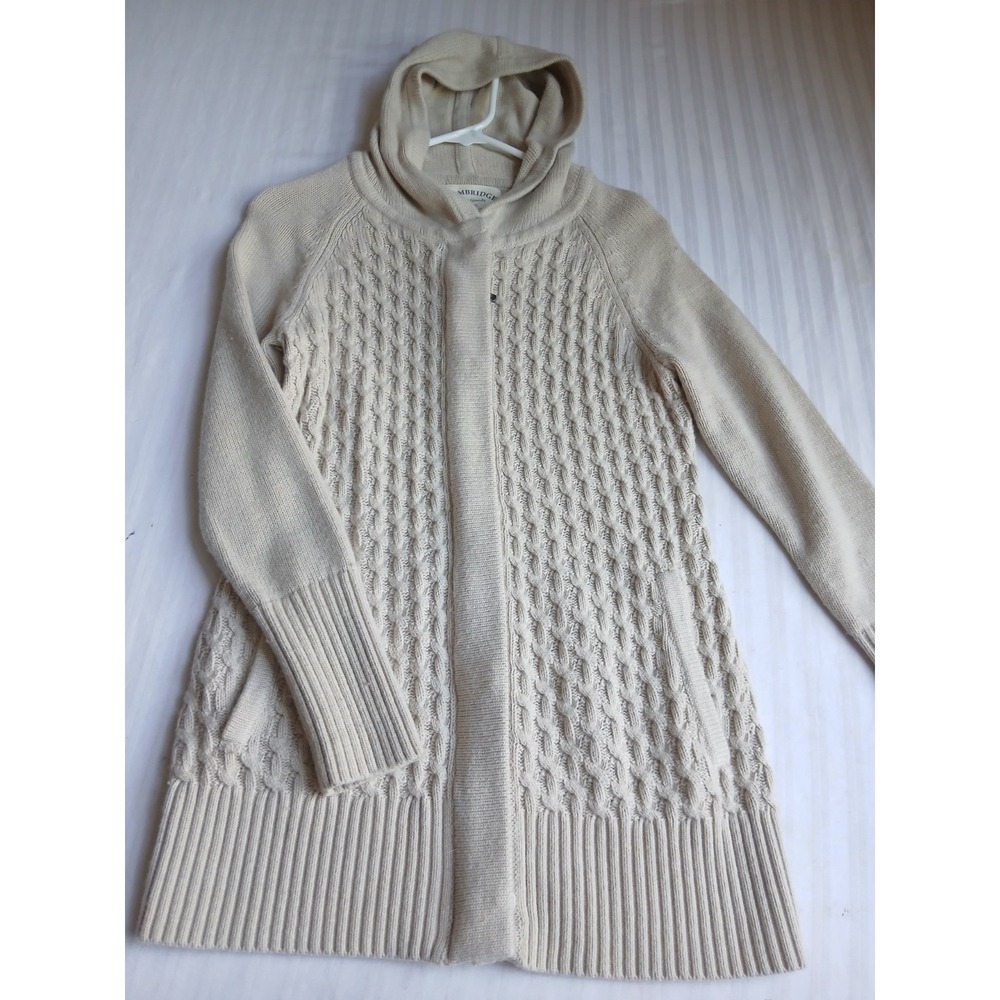 Cambridge Dry Goods Sweater Small Cardigan Wool Blend Fisherman Hooded Pockets